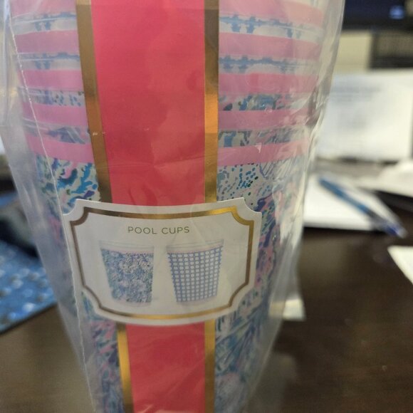 Lilly Pulitzer 6 Pool Cups-NWT-Featured in Soleil It On Me-2 Design-14oz-Plastic - Picture 5 of 8